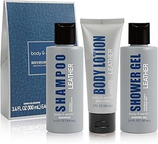 Body & Earth Mens Gifts 3pcs Gift Baskets with Leather Scent Gift Sets for Men Birthday Gift Christmas Gift for Men