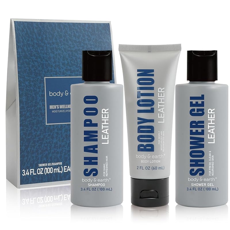 BODY & EARTH Conjunto de cuidados corporais Leather com 3 peças