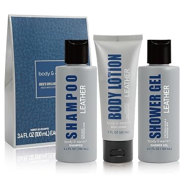 Body & Earth Mens Gifts 3pcs Gift Baskets with Leather Scent Gift Sets for Men Birthday Gift Christmas Gift for Men