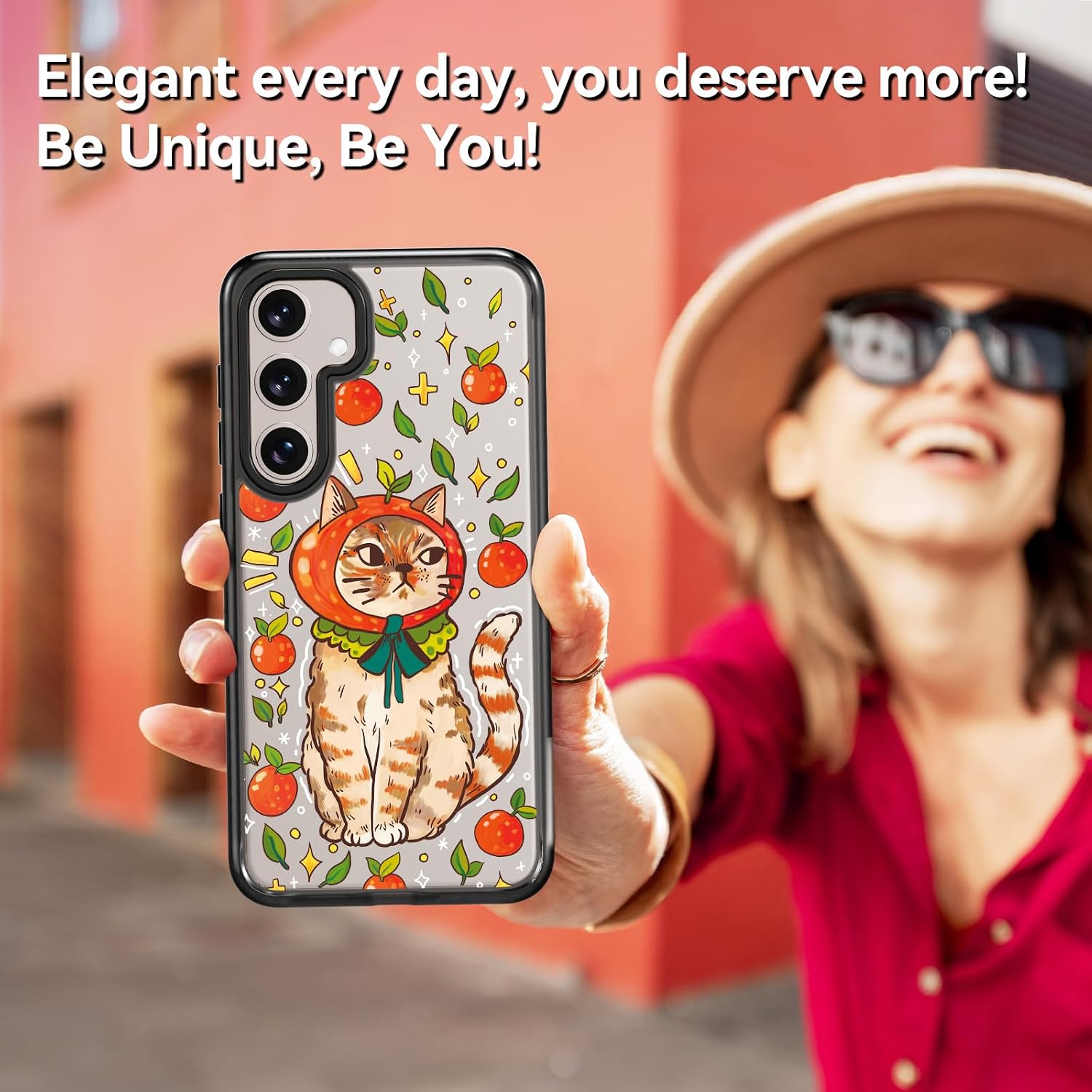Rosarnnah Compatible for Samsung Galaxy S24 Ultra Case Cute Aesthetic - Durable Shockproof 6.6 ft Drop Impact Phone Case Cover with Funny Fashion Kitty Cat Design 6.8" Black