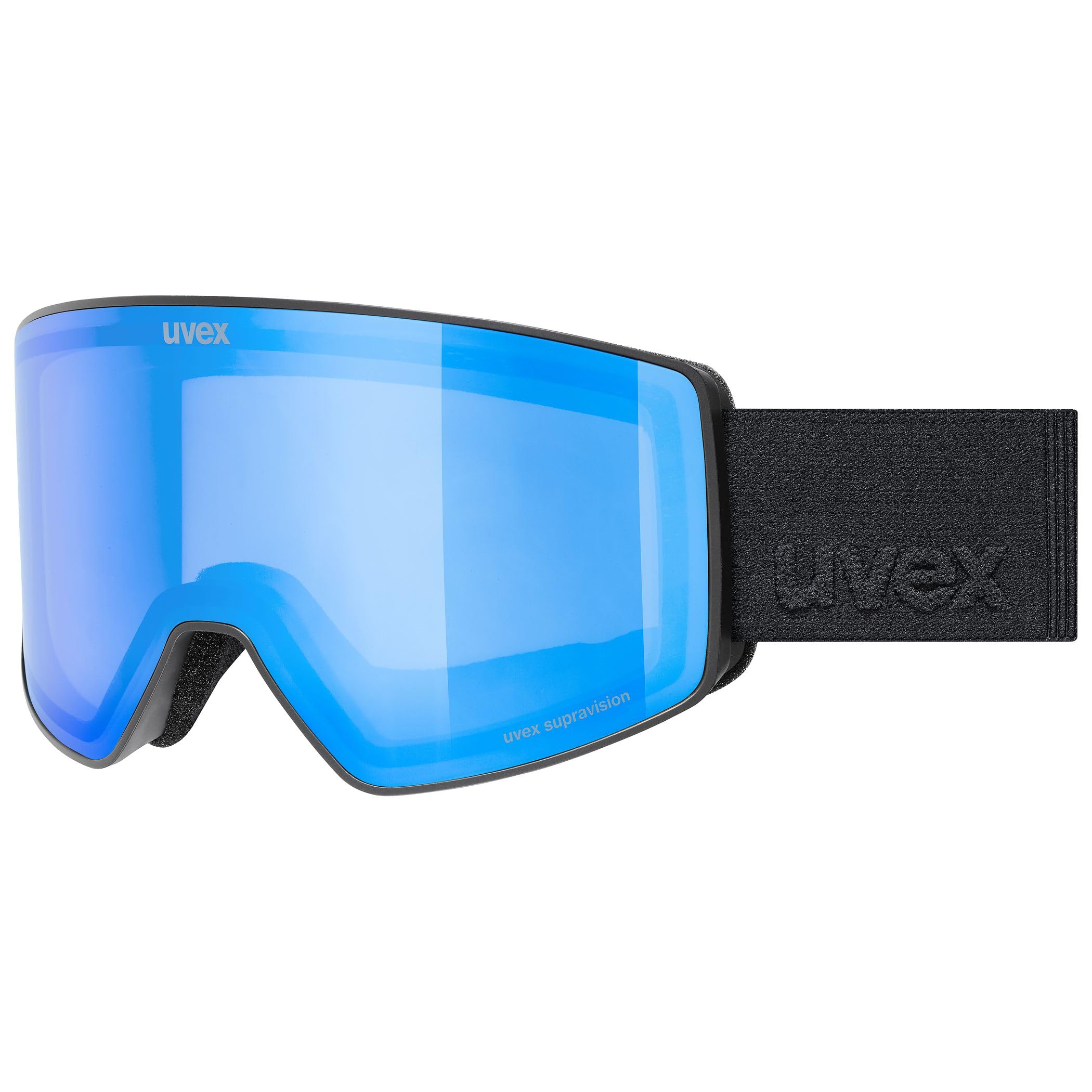 Uvex Unisex-Adult, scenic FM ski goggles, black matt/mirror blue, one size
