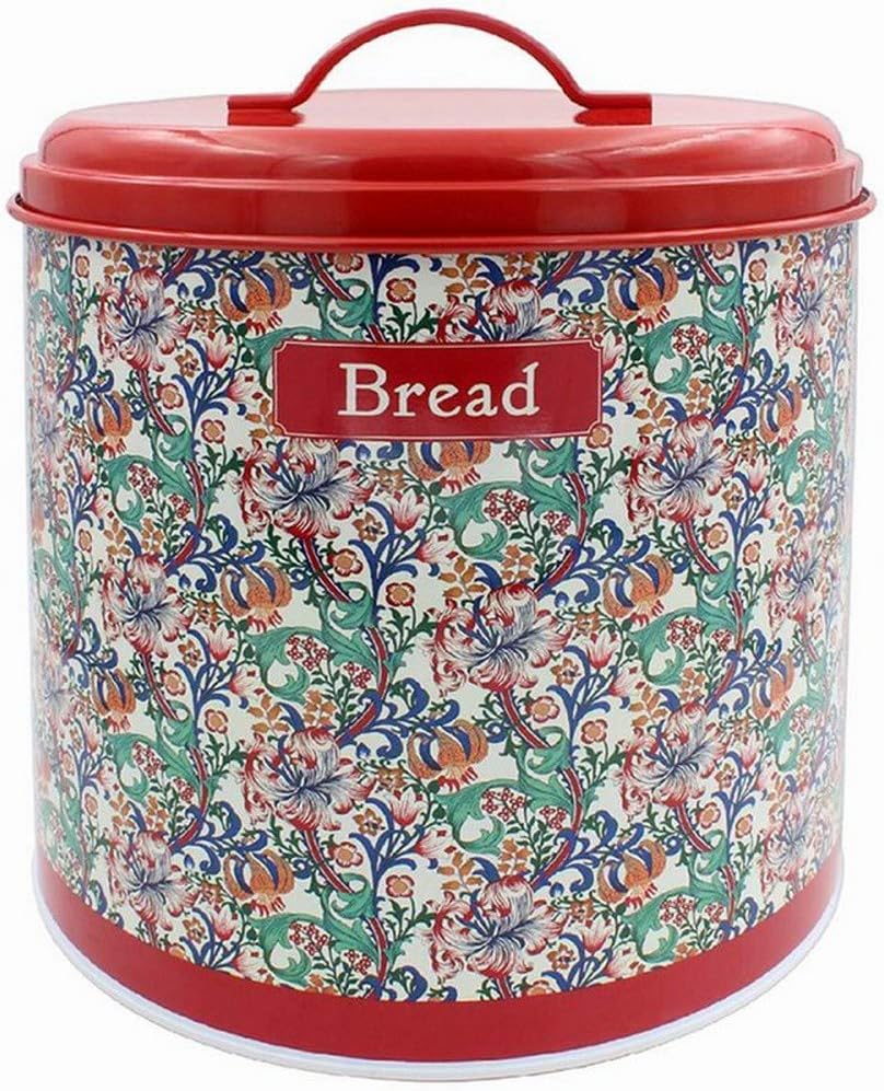 Golden Lily Floral Design Metal Kitchen Food Storage Loaf Canister Tin