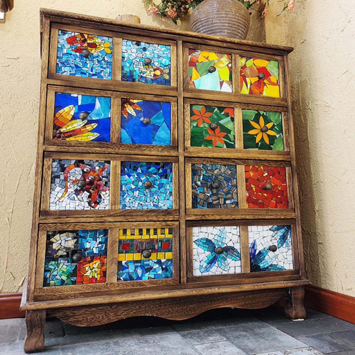 Amosfun Selbstgemacht Glas Mosaiksteine 1 Kg Bunte Glasstücke für Basteln und Heimdekoration Glatte Mosaikfliesen für Kreative Kunstwerke Zufällige Farbe