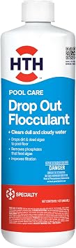 HTH 67229 Swimming Pool Care Drop Out Flocculant, Clears Dull & Cloudy Water Fast, Drops Dirt & Dead Algae to Pool Floor, Restores Crystal Clear Water, 32oz