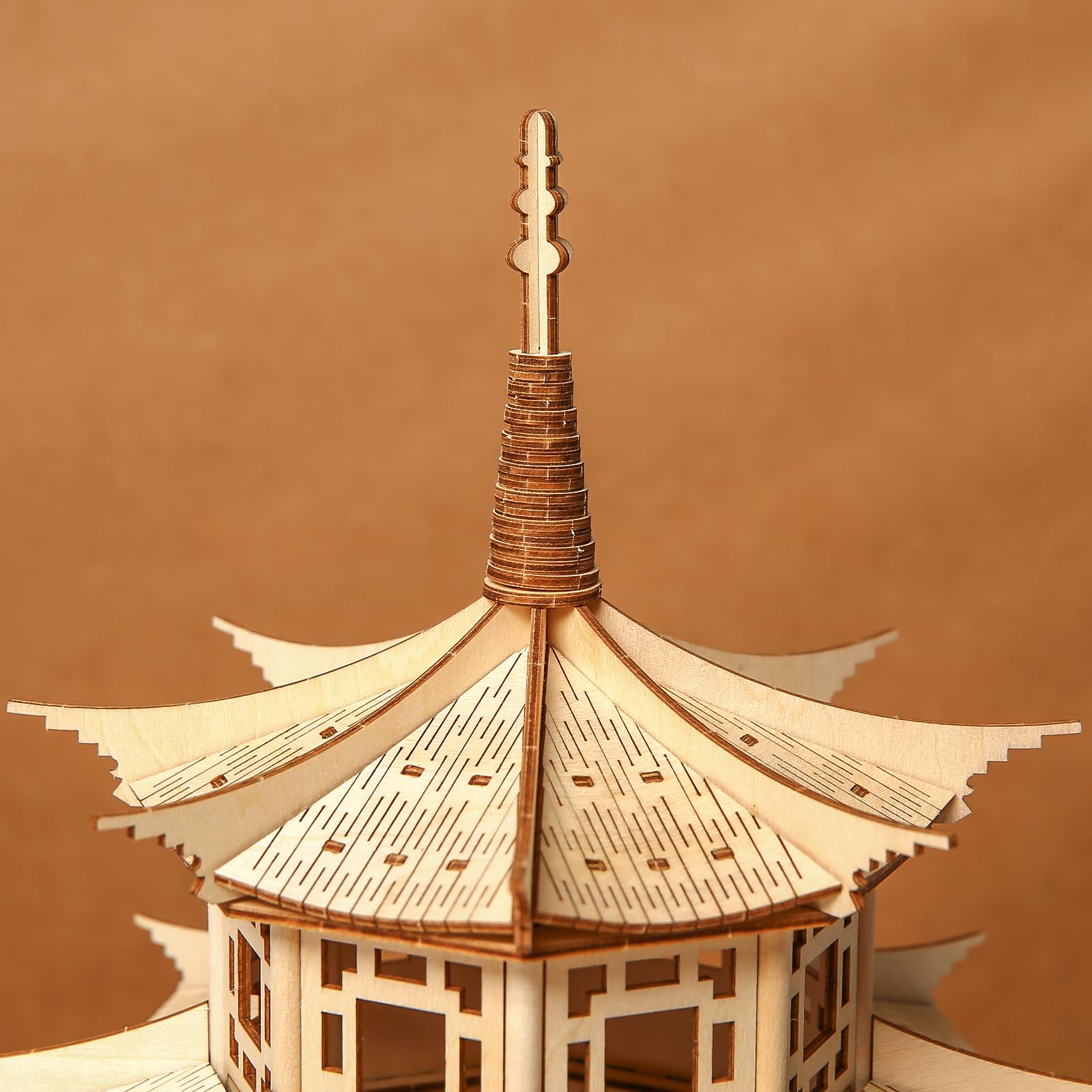Drewniane puzzle 3D dla dorosłych, zestaw modelarski, drewniana pagoda, zestaw do samodzielnego montażu chińskiego ośmiokątnego pawilonu, "zrób to sam", puzzle 3D, budowanie pawilonu, pomysł