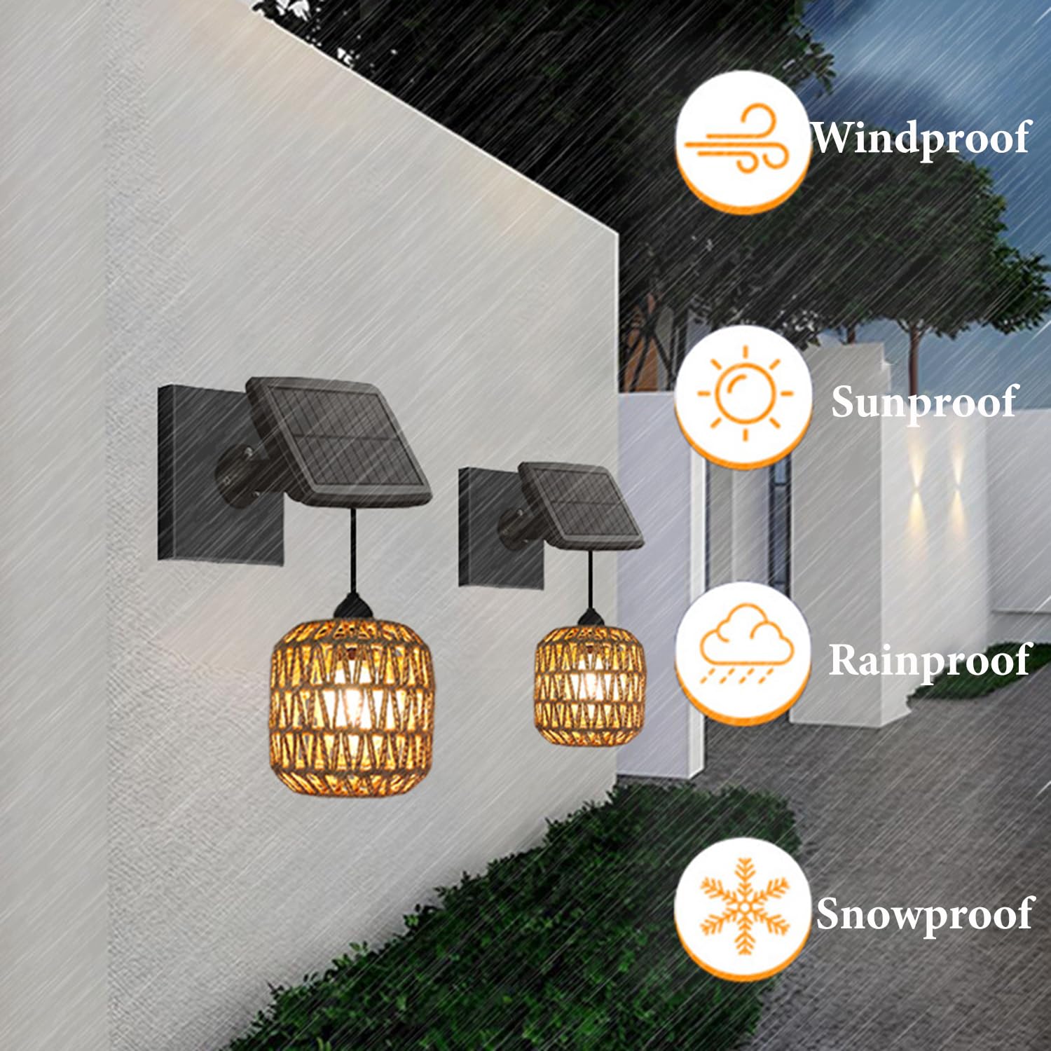 Solarleuchte mit Bewegungsmelder 2 Stück Vintage Hängelampe ohne Strom mit Solarpanel E27 Hängend Wandleuchte Außen mit 4 Modi Solarlampen IP44 Wasserdicht Warmes Licht für Balkon Garten Terrasse