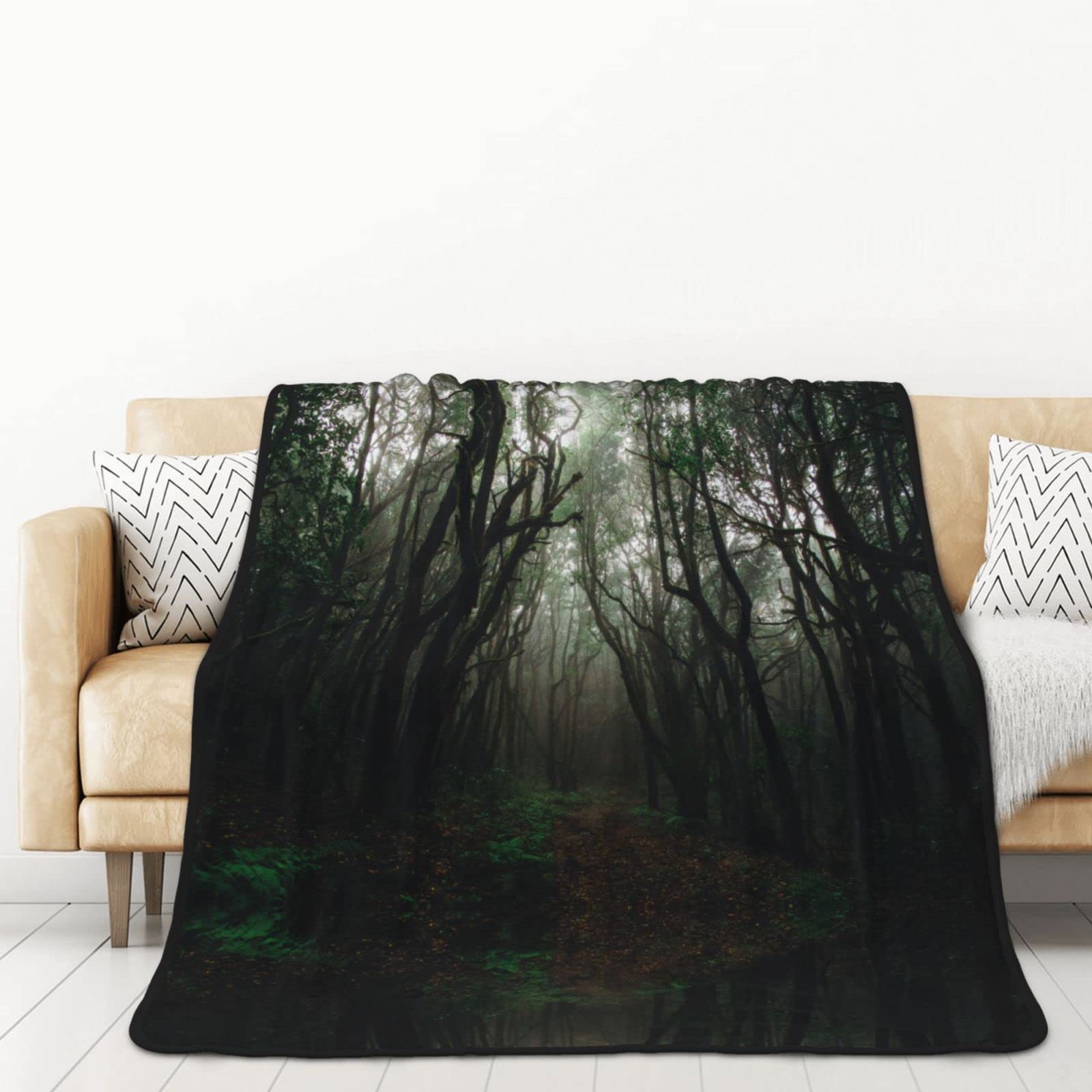 Couverture en flanelle chaude et légère plaid imprimé double face super doux Terrible Woods