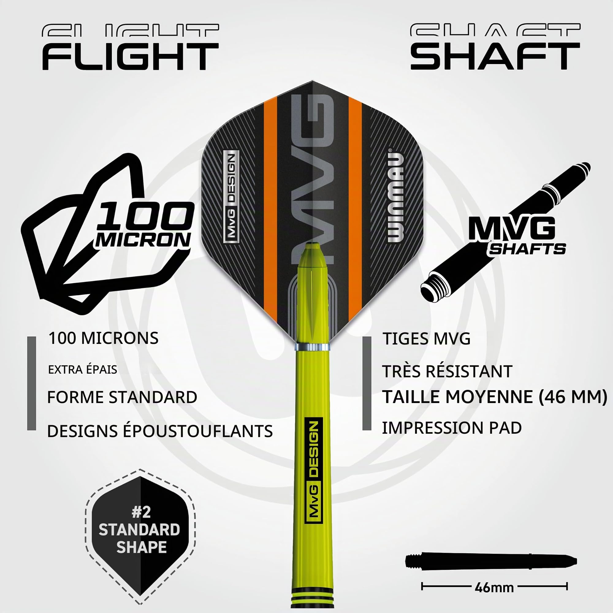 WINMAU Darts – Michael Van Gerwen -MvG Active 24g – 85% Tungstène - Jeu de flechettes Professionnel avec des ailettes de fléchettes, des tigesde fléchette & flechette Pointe Acier Un Protecteur