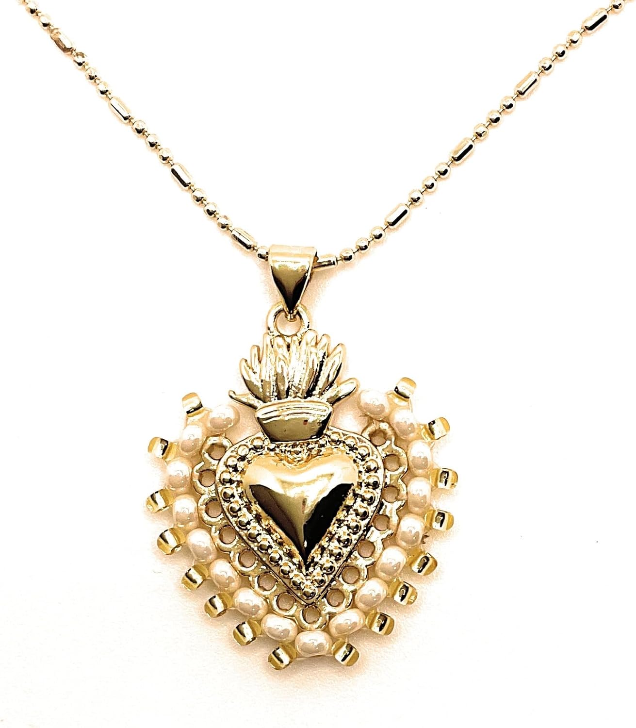 Generic Sacred Heart of Jesus Necklace, Gold, Women's, 17.71 Inch, Art Deco Style, Perfect for Any Occasion, Gift for Loved Ones
