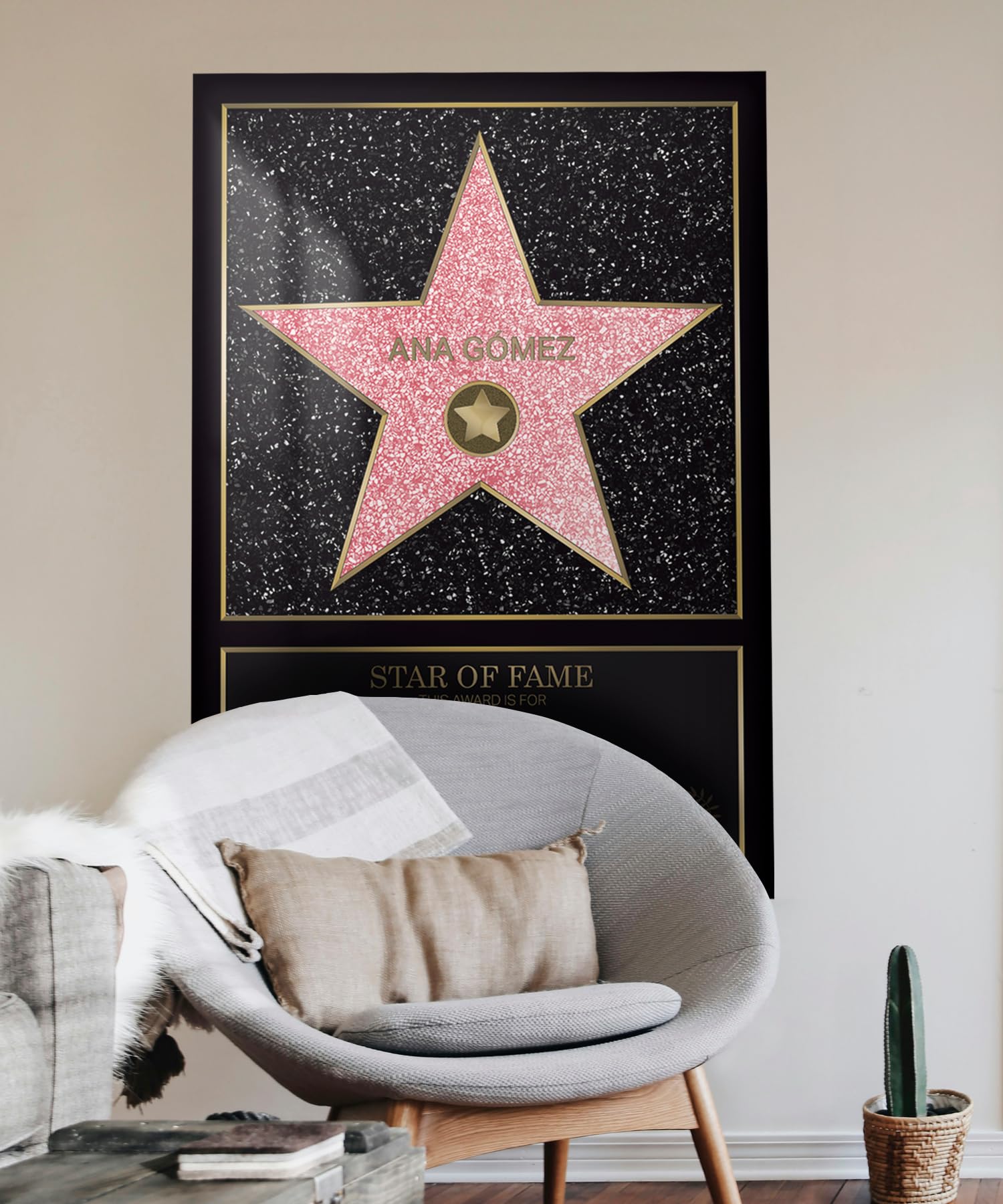 mubusi Hollywood Star of Fame (70x100 cm) - Stella Personalizzata Certificato Walk of Fame - Regali Originale - Quadro en Metacrilato