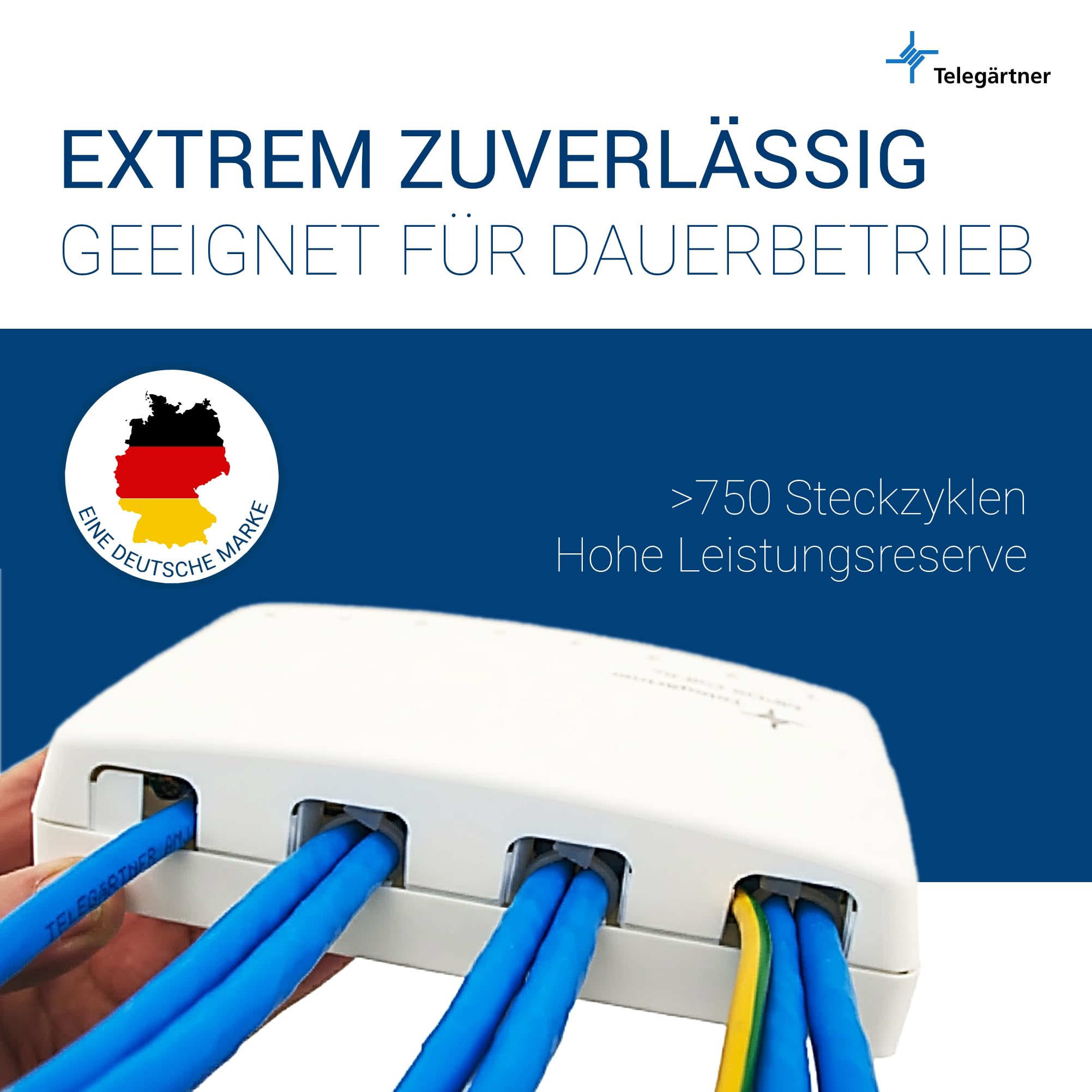 TELEGÄRTNER J02021A0051 Modular Patch Verteiler Kat.6A (tief), 6X RJ45 | 6-fach RJ45 Patchpanel, 360° Schirmung, LSA-Anschluss T568A/B, werkzeugfreie Montage, bis 10 Gbit/s & PoE+ geeignet