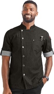 Men's Premium Denim Chef Coat - Mesh Side Panels