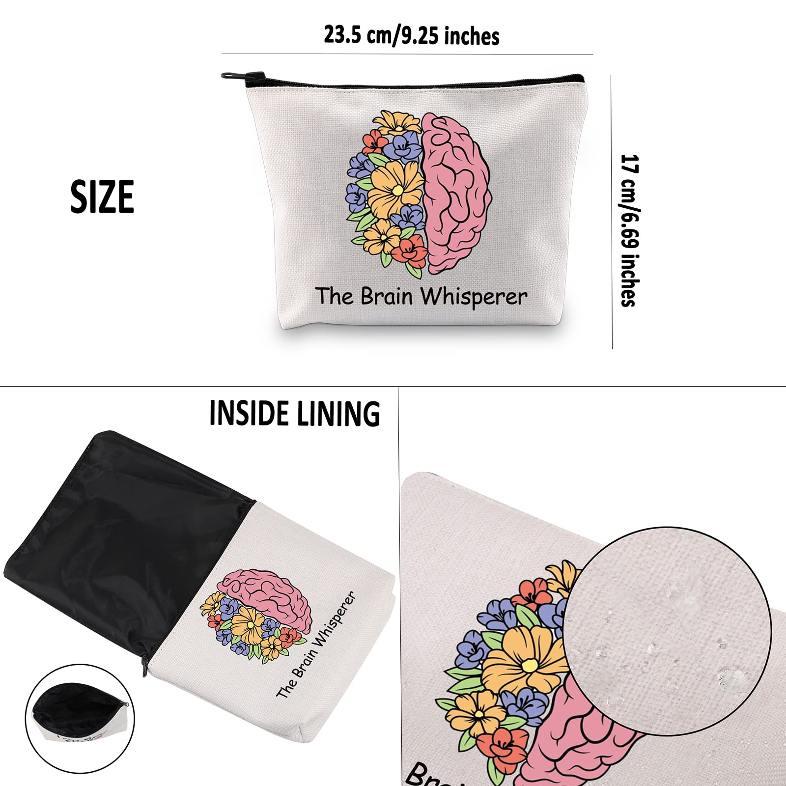 G2TUP Neuroscience Gift The Brain Whisperer Makeup Bag Neuroscience Cosmetic Bag Neuroscientist Science Gift Neurology Nurse Zipper Travel Pouch (The Brain Whisperer White Bag)