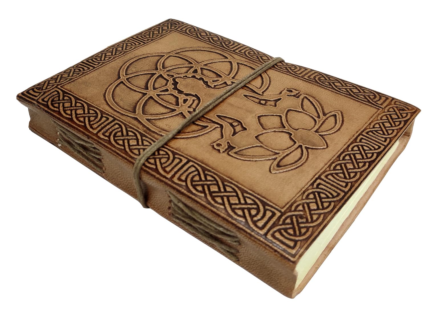 Purpledip Leather Journal 'The Yogi': Handmade Paper Diary for Corporate Gift or Personal Memoir (11739), Brown, Standrad