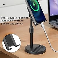 Vista 2 de Adjustable Phone Stand Holder, Desktop Cell Phone Mount with Heavy Base, Height Angle Adjustable, Black