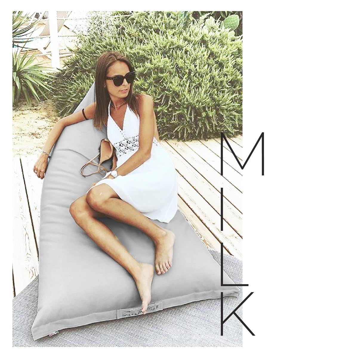 Puff de Leche Silla Grande Chaise Longue para Sentarse Suave en Tela Impermeable Antimanchas Cómodo Puff Gris Claro 140cmx100cm