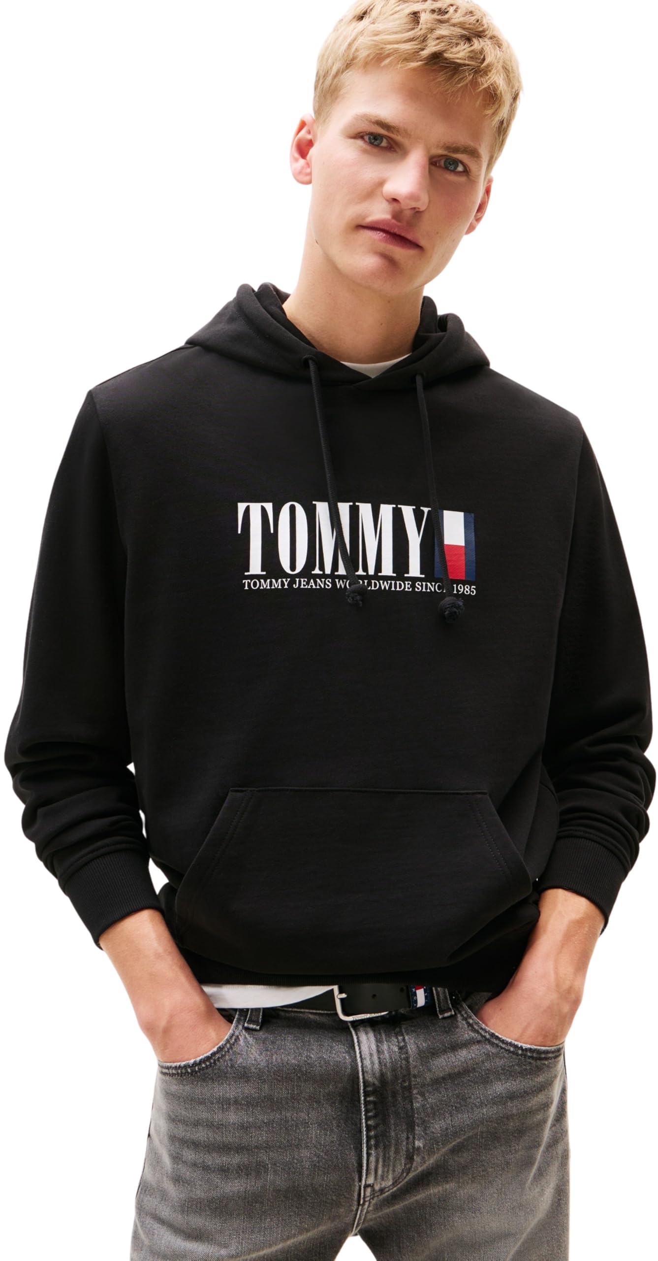 Tommy Jeans Men's Black (Black) Tjm Reg Rwb Dna Graphic Dm0dm22144 Pullover Hoodie, S Uk