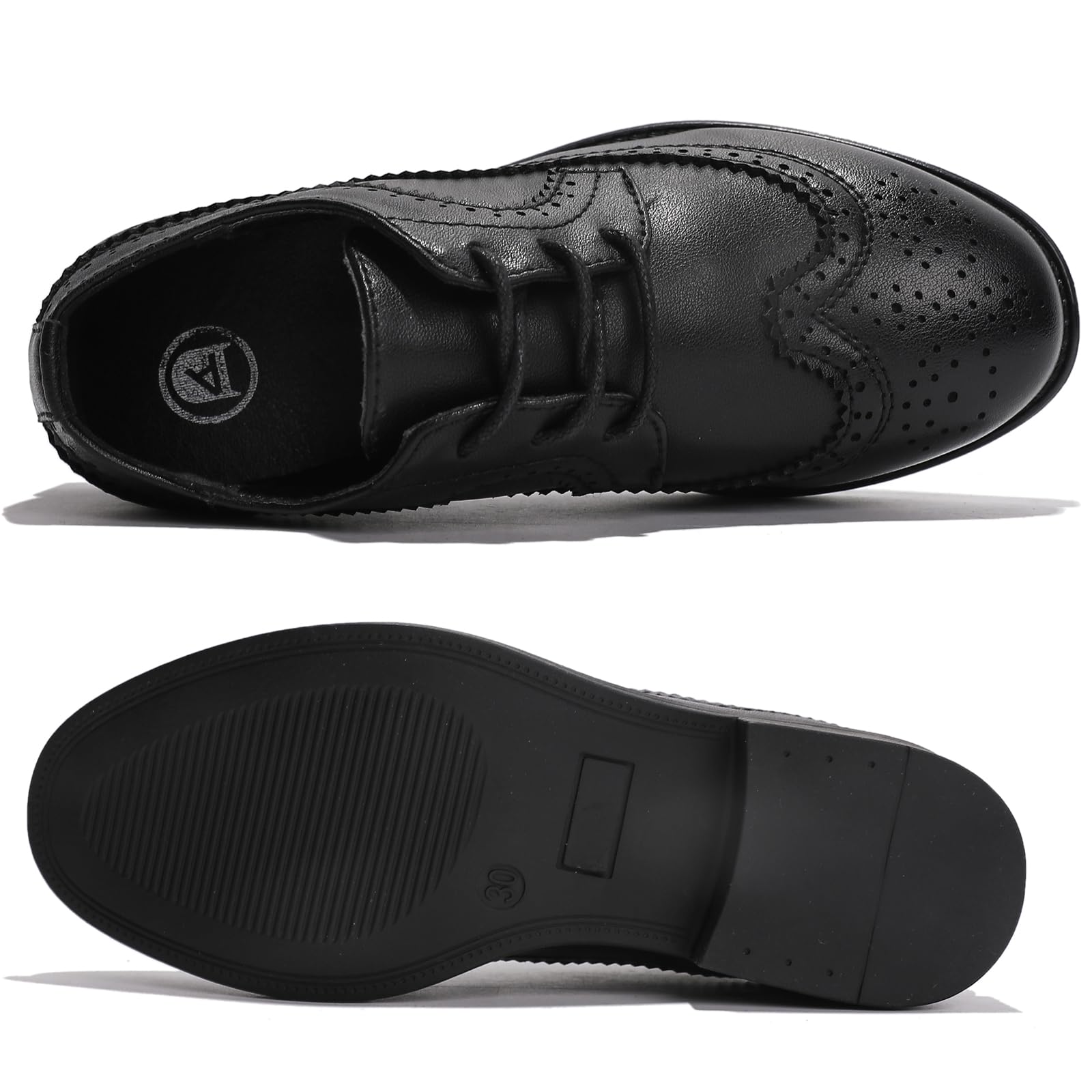 WUIWUIYU Garçons Chaussures habillées Brogue en Cuir Chaussures de Mariage Chaussure Uniforme Scolaire