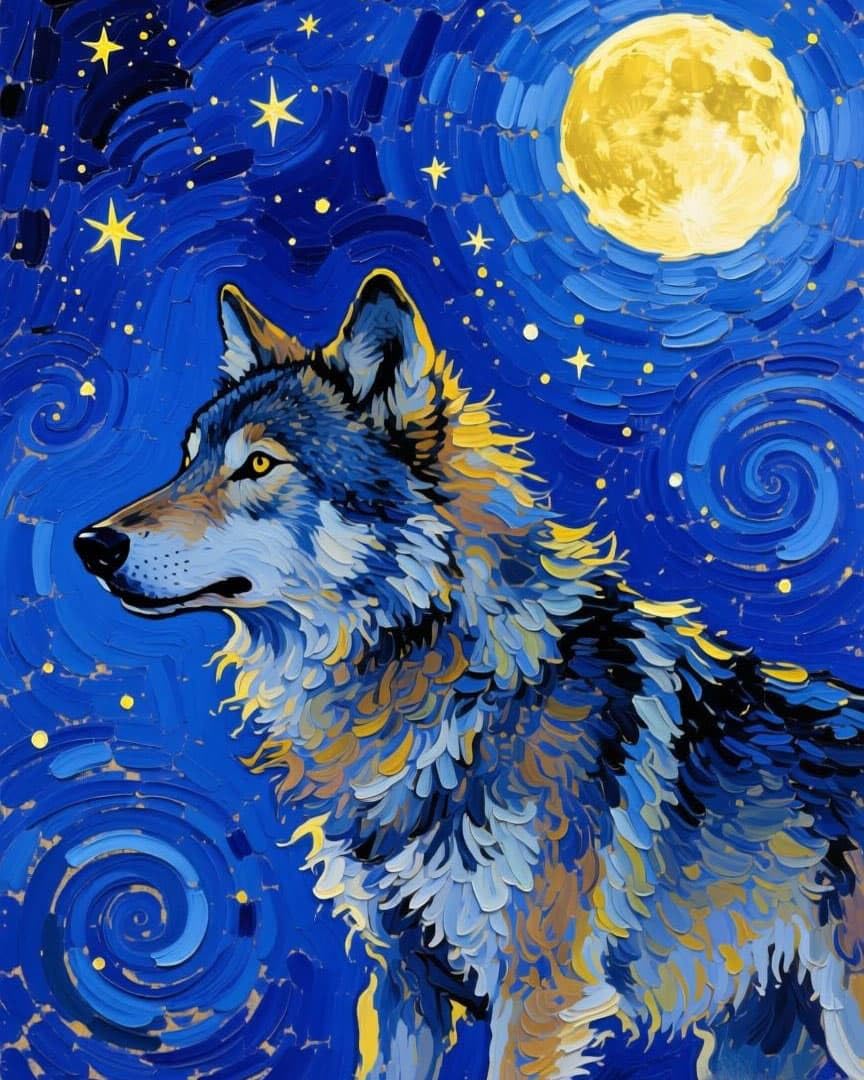 WallustrioaW 11CT Cross Stitch Kit,Wolves Under the Moonlight,Cross Stitch Kit for Adult Beginners,Full Line DIY Cross Stitch Stitching for Home Decor,16x20in