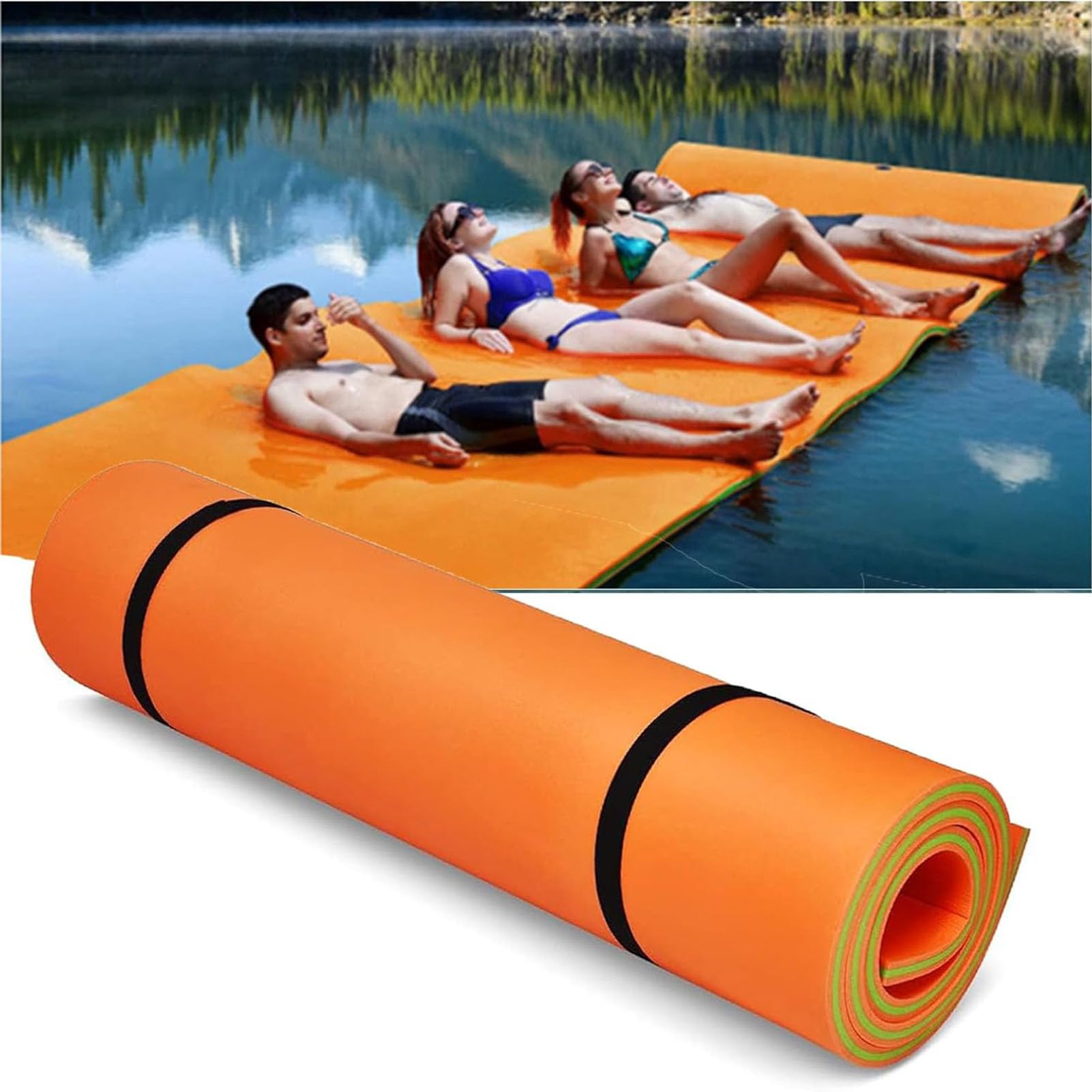 Tapis aquatique et île flottante en rouleau pour vos vacances au lac