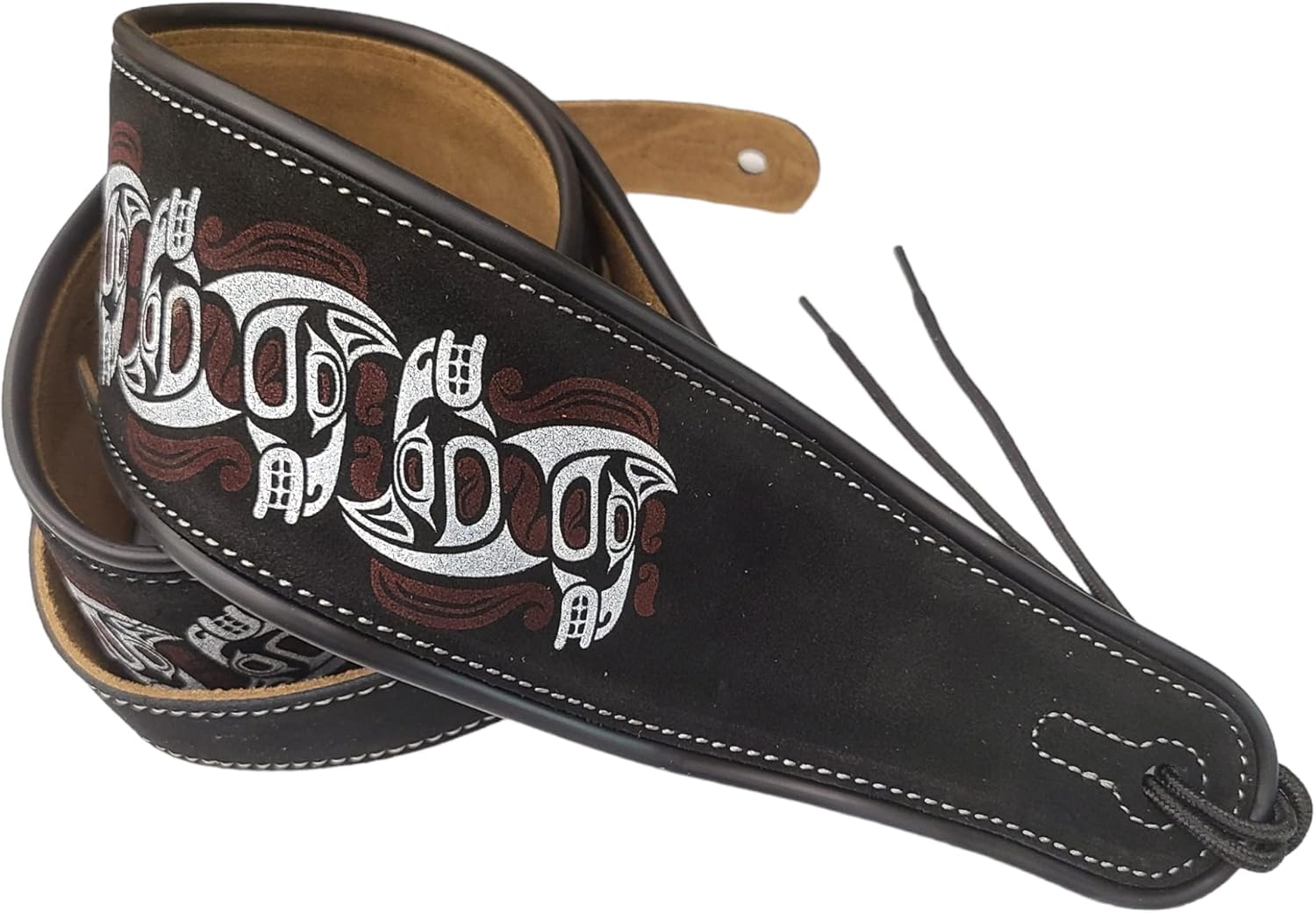 Musician Outfitters Wide Double Padded Embroidered Suede Leather Guitar Bass Strap