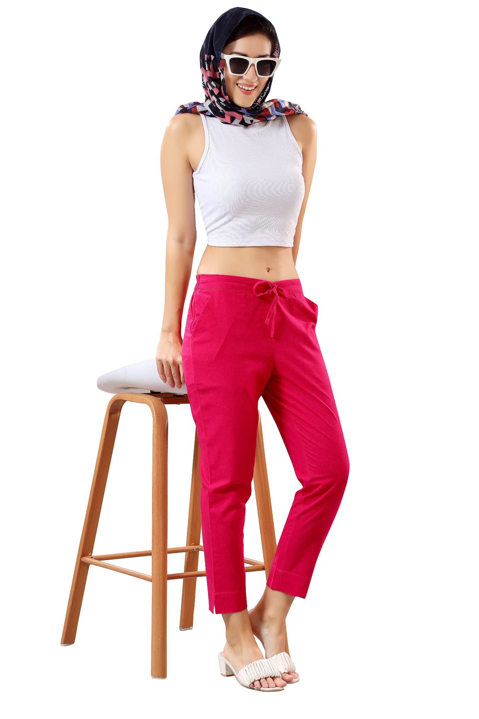 TRASA Ultra Soft Cotton Regular and Plus 8 Colour Cotton Pants for Womens and Girls, Pink - 5XL - Image 8 thumbnail