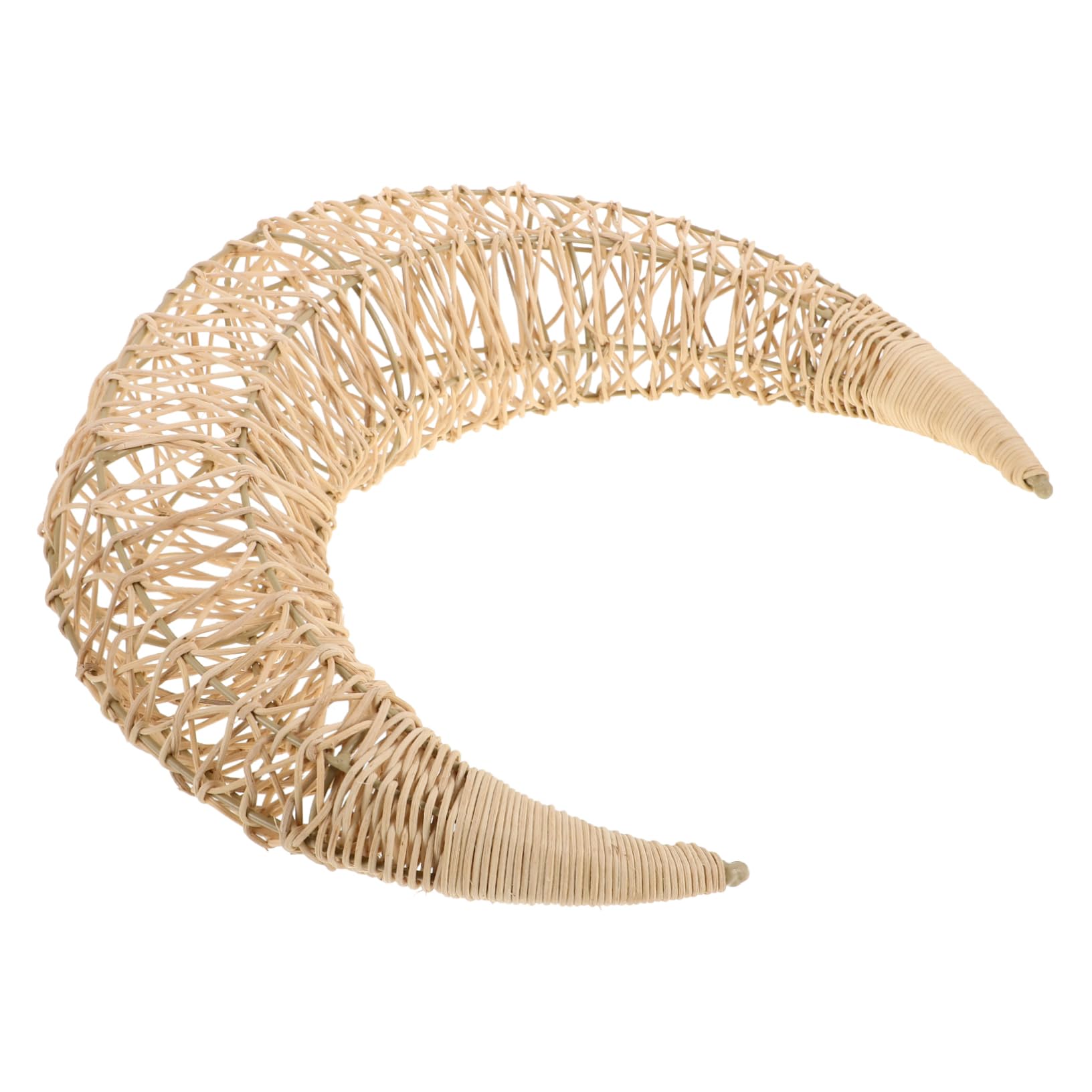 Alipis Crescent Moon Rattan Hanging Decorative Wreath Frame for Room Outdoor Supplies