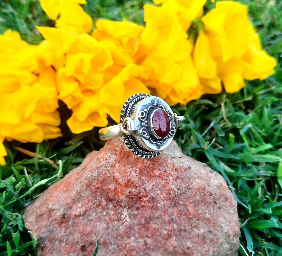 Ruby Poison Ring,Plated 925 Sterling Silver,July Birthstone,Brass Material Handmade jewelry,Mother's Day Gift,Gifts for Her