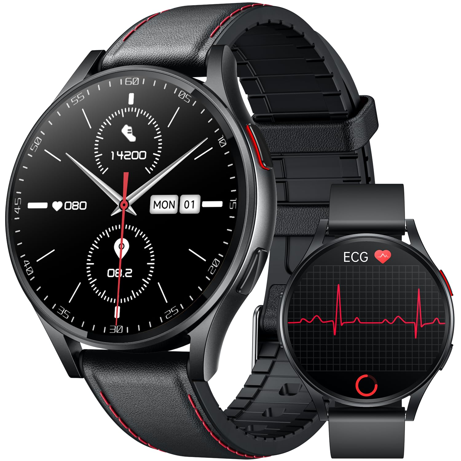 Smartwatch Reloj Inteligente Hombre con ECG:1.43" AMOLED Pantalla Táctil Deportivo Smart Watch con Llamadas Bluetooth IP68 Impermeable Frecuencia CardÃaca Presión Arterial SPO2 Sueño para iOS Android
