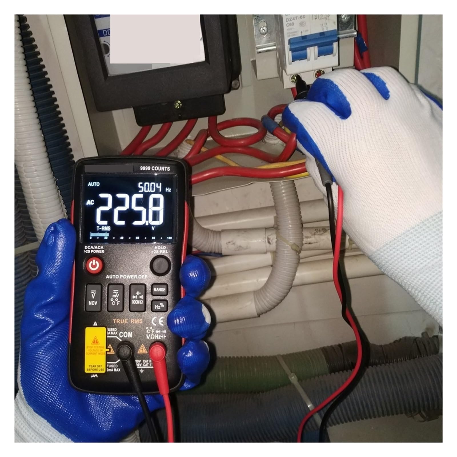 Multimetr Cyfrowy 102A Auto Zakres EBTN LCD DC AC Woltomierz Amperomierz Kondensator Prądu Ohm Temp NCV Tester Szybko Dokładnie Łatwy Odczyt(A)