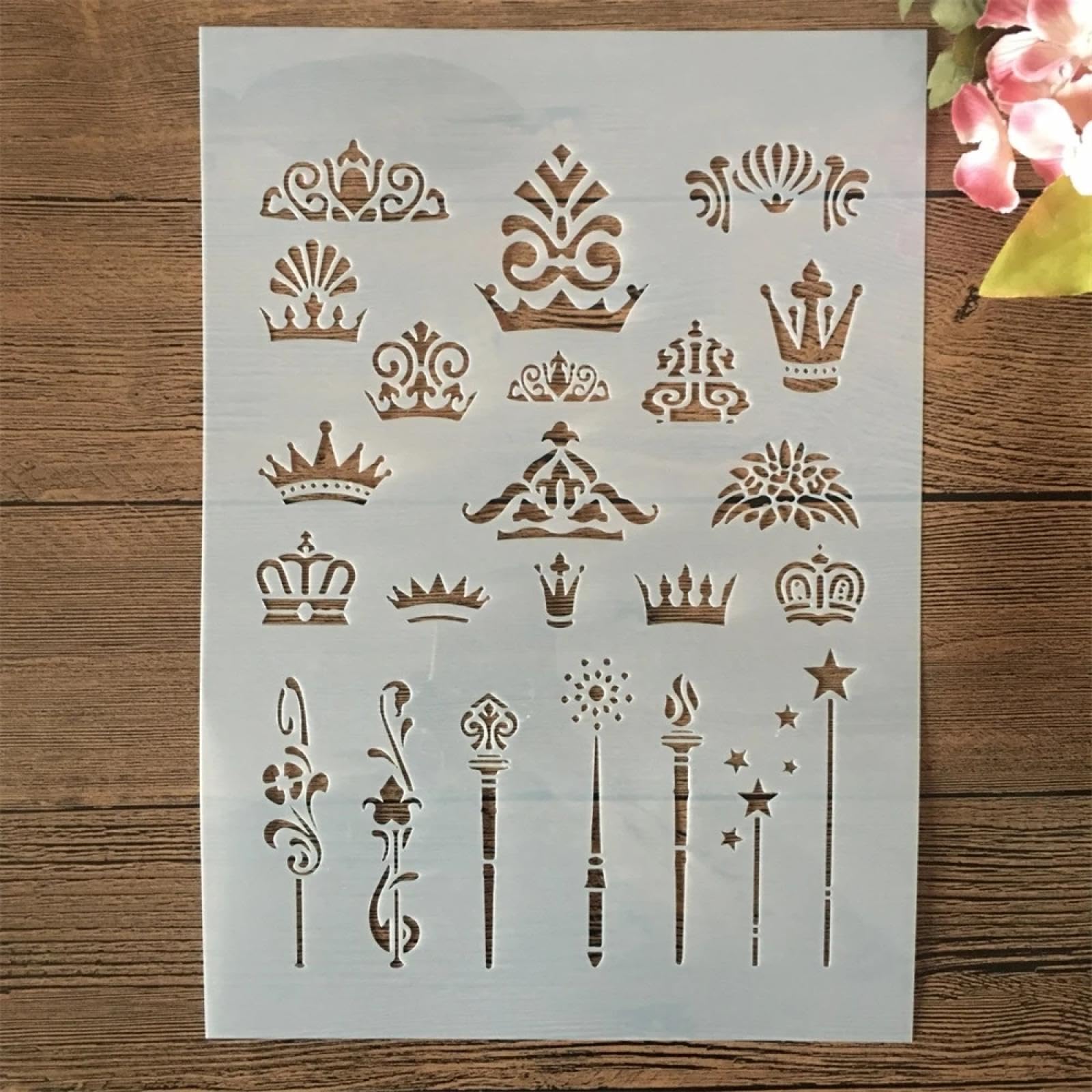 Plantillas de dibujo, 8 unidades, tamaño A4, 29 cm, diseño floral, vintage, para manualidades, adornos, pintura, plantillas, plantillas para pared, cartulina, letreros de madera de roca, lienzo