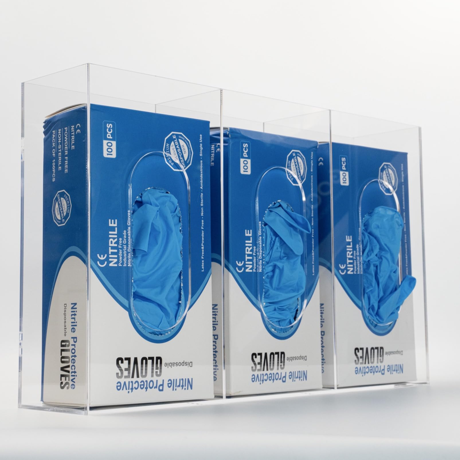 HIIMIEI Gloves Dispenser Wall Mount, Acrylic Triple Glove Box - View #2