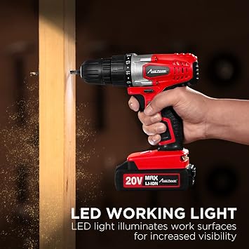 AVID POWER 20V Lithium Ion Cordless Drill Set Bundle with 100Pcs Drill Bit Set