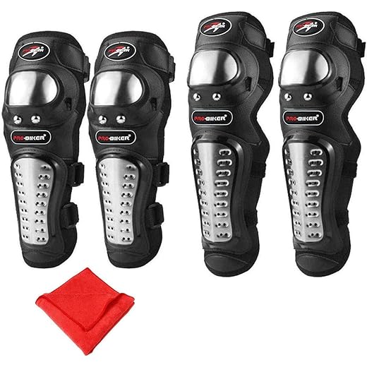 Pivalo Adjustable Alloy Steel Knee & Elbow Guards Pack of 4