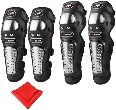 Pivalo PVPBKG4 Adjustable Alloy Steel Knee & Elbow Guards - Unisex Armor Protection Gear for Riders, Outdoor Sports Shin
