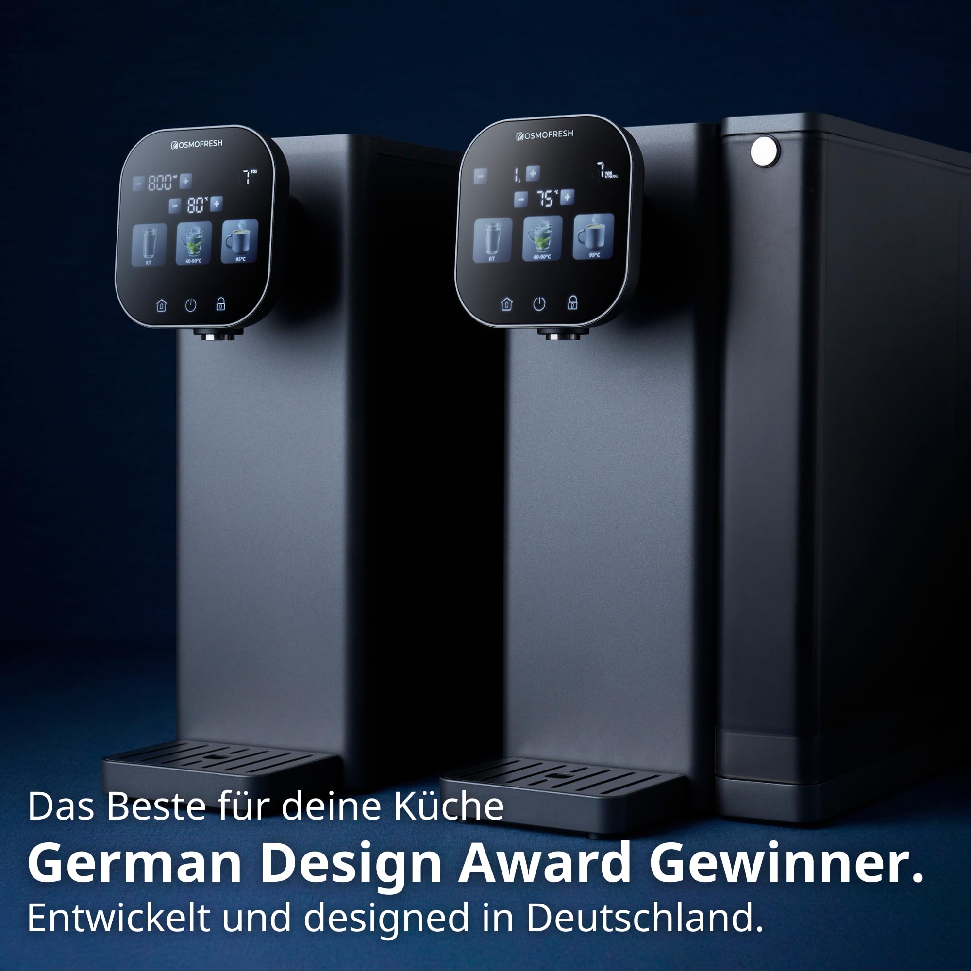 OsmoFresh Fusion Air Auftisch Osmoseanlage Heißwasserspender 3-Fach UV-C LED TÜV zertifiziert