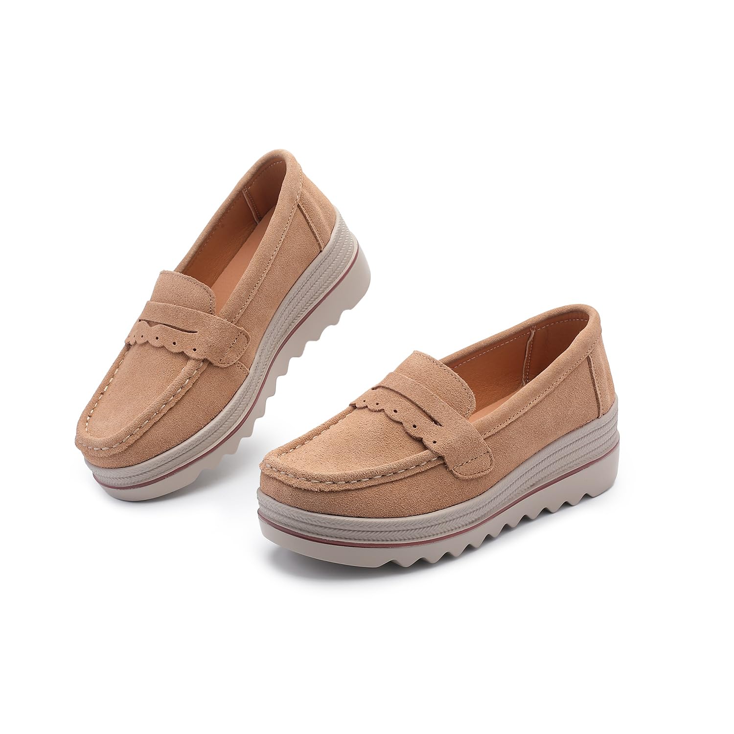 Women's Suede Platform Loafers - Slip-On Wedge Moccasin with Comfortable Non-Slip Rocker Sole for Business, Casual, Daily Wear-image-30