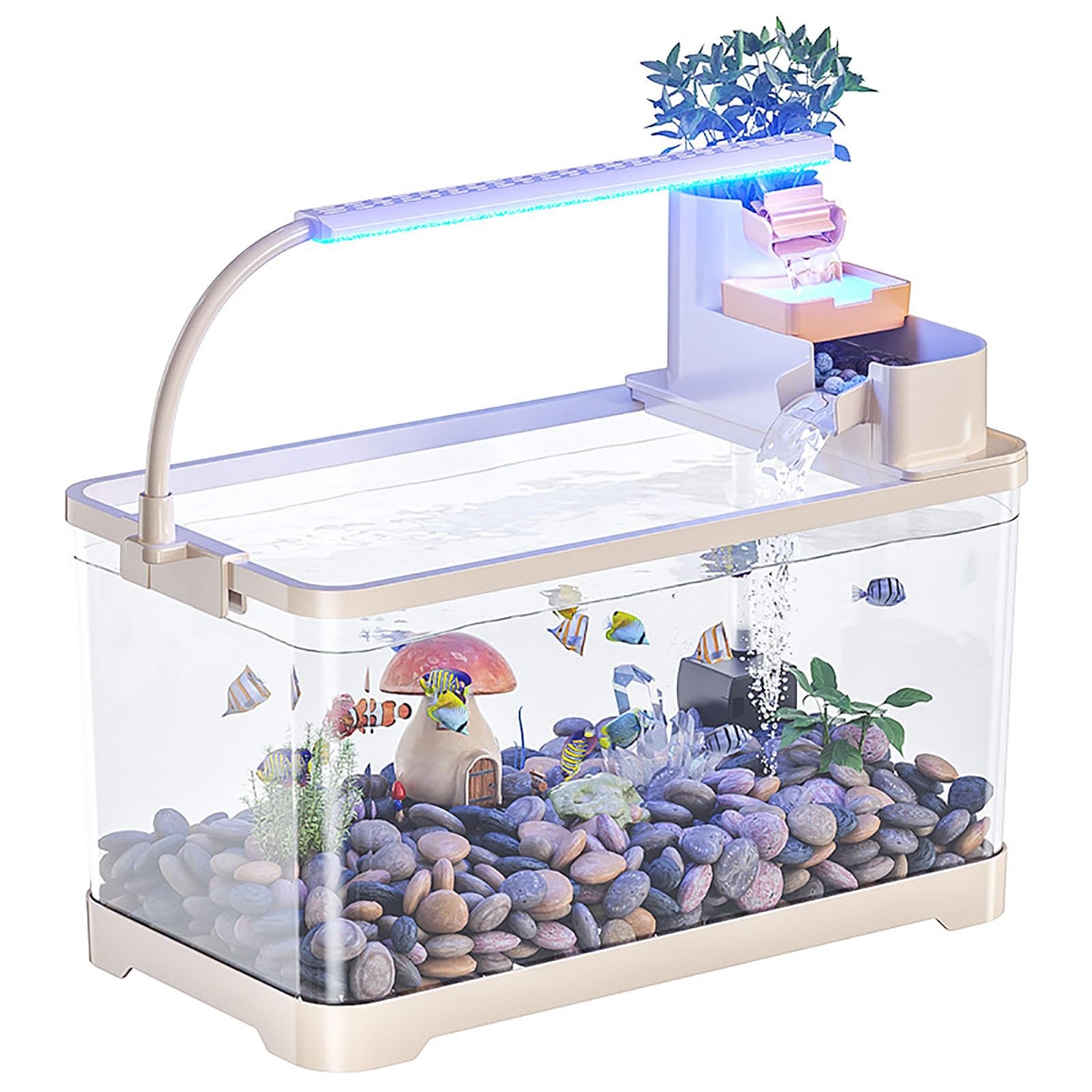 Led Kit Acuario, Acquario Completo, Illuminazione LED, Incluso Filtering Box Serbatoio Del Pesce Desktop Per Principianti Mini Acquario Completo(Small)