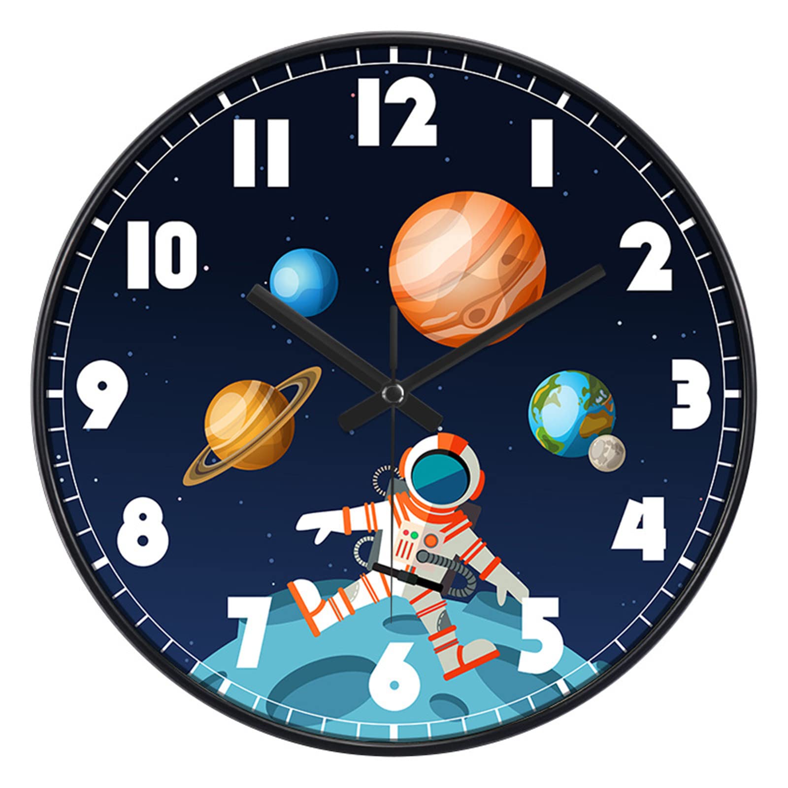 Orologio Da Parete Silenzioso Per Bambini - Design Razzo Astronauta, No Ticchettio, 20 Cm - Foto 2
