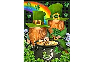 St Patrick's Day Diamond Painting: Green Gnomes