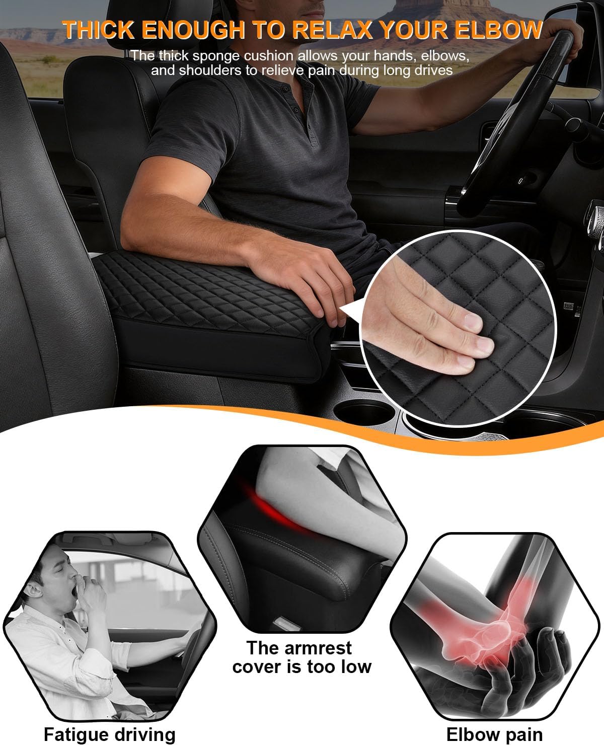 Center Console Armrest Cover for 2007-2013 Toyota Tundra, Toyota Sequoia 2008-2022, PU Leather Middle Console Lid Protector Arm Rest Cushion Anti-Scratch Thick Pad, Black