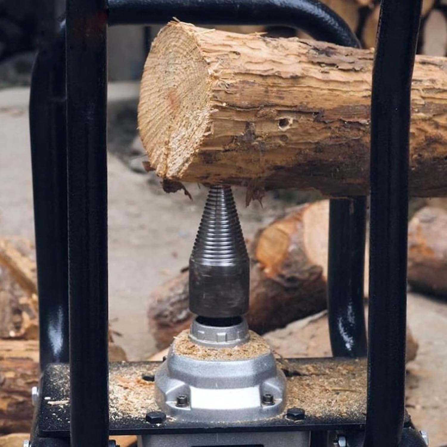 Fendeuse de bois électrique, 420 tr/min, perceuse automatique robuste, fendeuse de bûches, outil de fendage de bois avec support, diamètre de 200 mm, facile à transporter