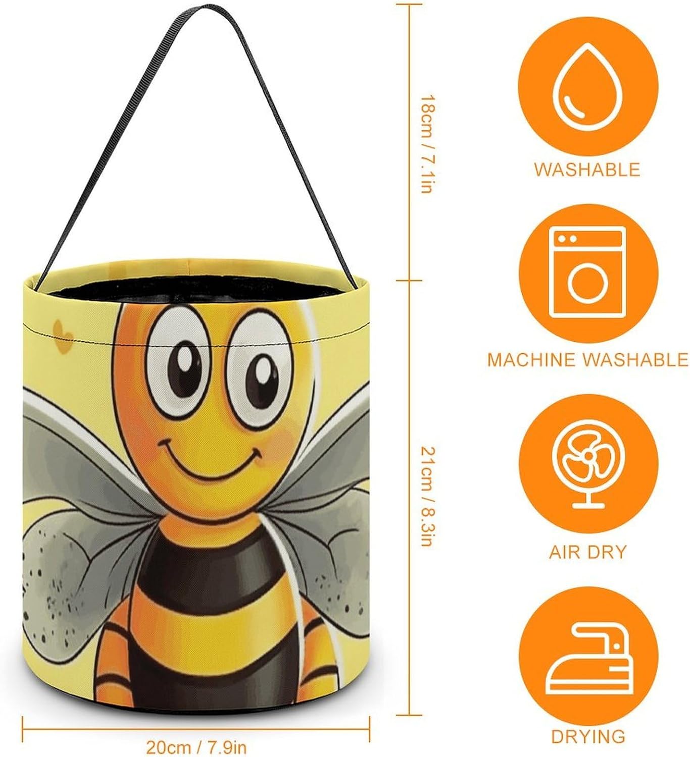 Reusable Bee on Square Halloween Candy Bucket with Handle image 2