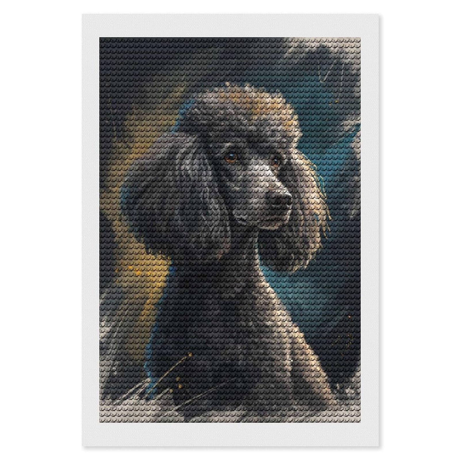 Junmoney Poodle Portrait Painting Diamond Art Kit 8"x12", Modern Decor, Farmhouse Decor, Home Wall Art, Festive Craft Gift, Handmade Wall Decor
