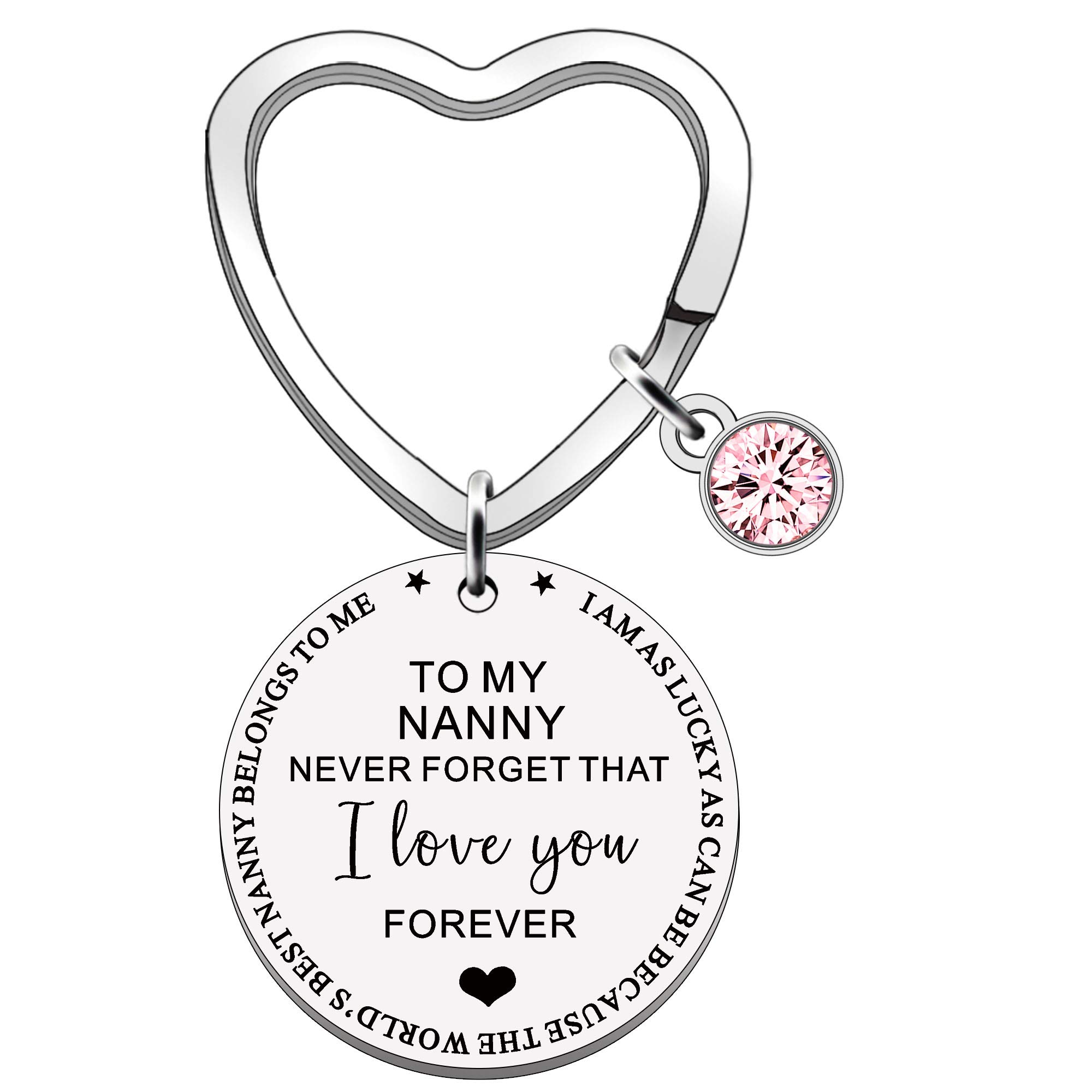 FMCC Nanny Gift Keyring -Gifts for Nanny Mothers Dady Birthday Christmas from Grandchildren Never Forget That I Love You Forever