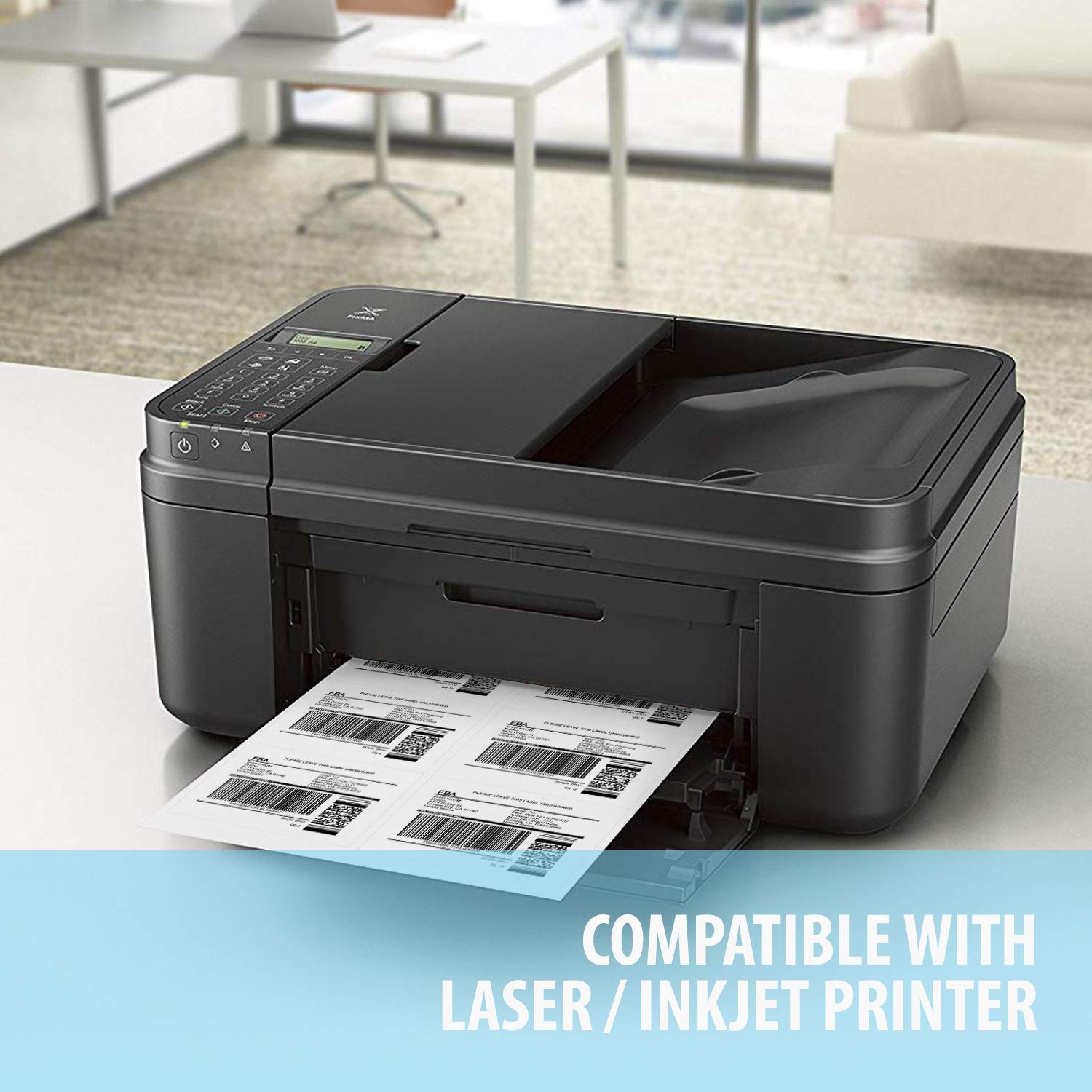 Buhbo Half Sheet Address Shipping Label 8.5" x 5.5" Sticker Labels for Laser & Ink Jet Printers (100 Sheets, 200 Labels)