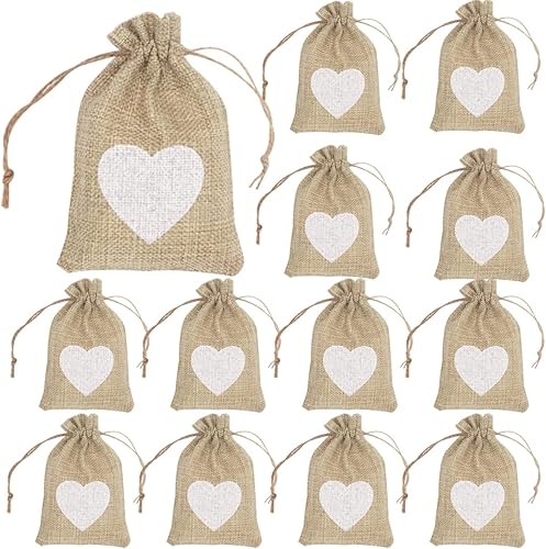Miniatura 3 de FZBNSRKO 50 bolsas de regalo de arpillera para dulces, bolsas de joyería con cordón para fiesta de Navidad, boda, día de San Valentín, manualidades