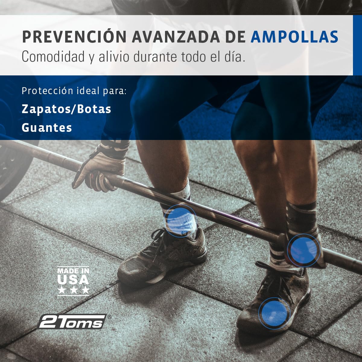 2Toms BlisterShield Polvos Anti-Fricción Sin Talco Protección Pies Ampollas 70g