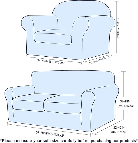 Miniatura 10 de subrtex Funda de sofá con cojín separado, protector de muebles de 2 plazas para niños y mascotas (mediano, azul acero)