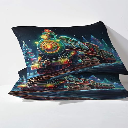 Miniatura 3 de Sábanas de Navidad divididas tamaño King para sábanas ajustables de tren de cama, juego de sábanas con patrón de Navidad, juego de 5 piezas,